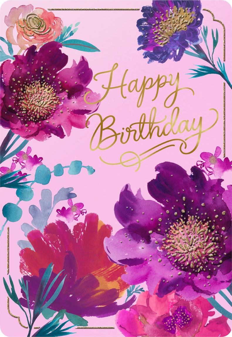 Birthday Cards Images
 Purple Flowers Jumbo Birthday Card 16 25" Greeting