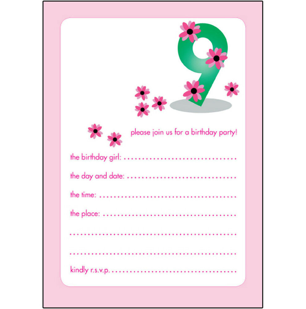 Birthday Girl Invitations
 10 Childrens Birthday Party Invitations 9 Years Old Girl