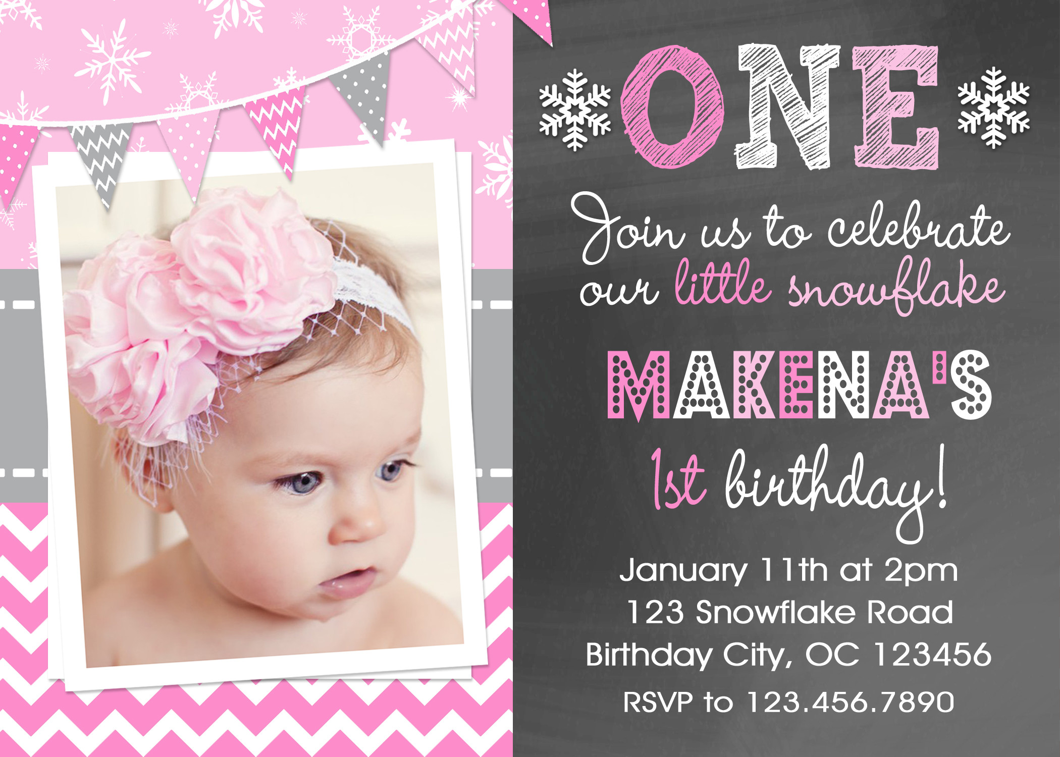 Birthday Girl Invitations
 Snowflake Printable Birthday Invitations Girls Winter