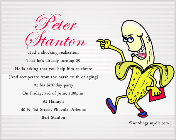 Birthday Invitation Quotes
 Funny Birthday Party Invitation Wording Wordings and