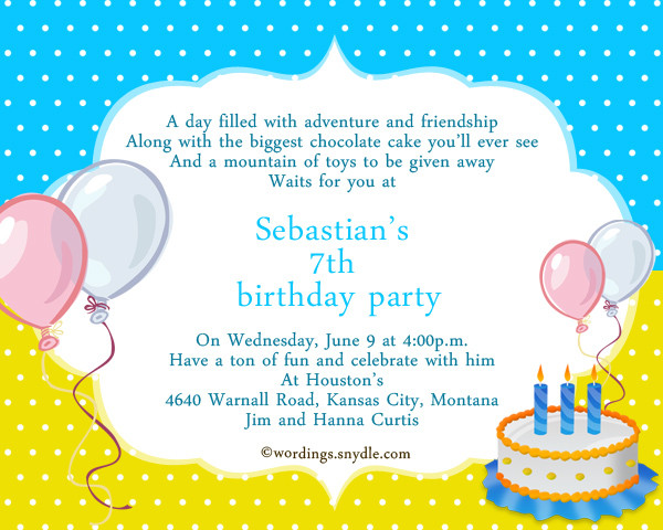 Birthday Invitation Sayings
 7th Birthday Party Invitation Wording – Wordings and Messages