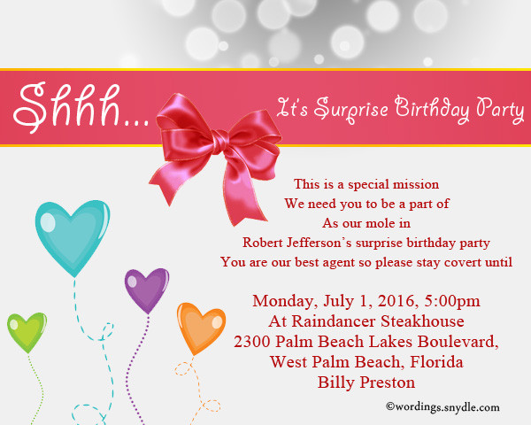 Birthday Invitation Sayings
 Surprise Birthday Party Invitation Wording – Wordings and