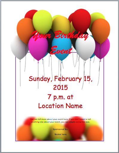 Birthday Invitation Templates Word
 Birthday Party Invitation Flyer Templates 3 Printable