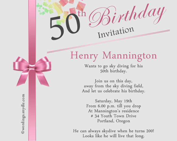 Birthday Invitation Wording Samples
 50th Birthday Invitation Wording Samples Wordings and