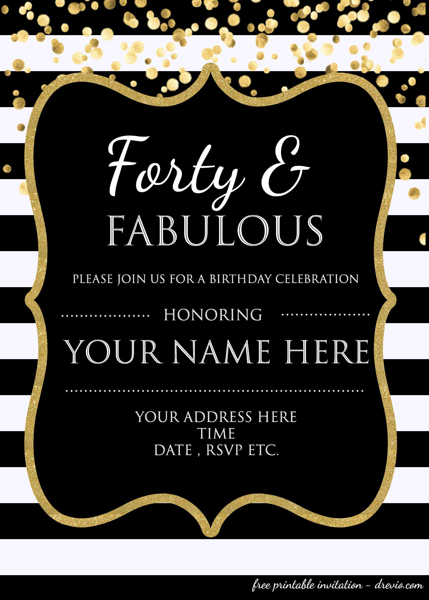 Birthday Invitations Templates
 Forty & Fabulous 40th Birthday Invitation Template PSD