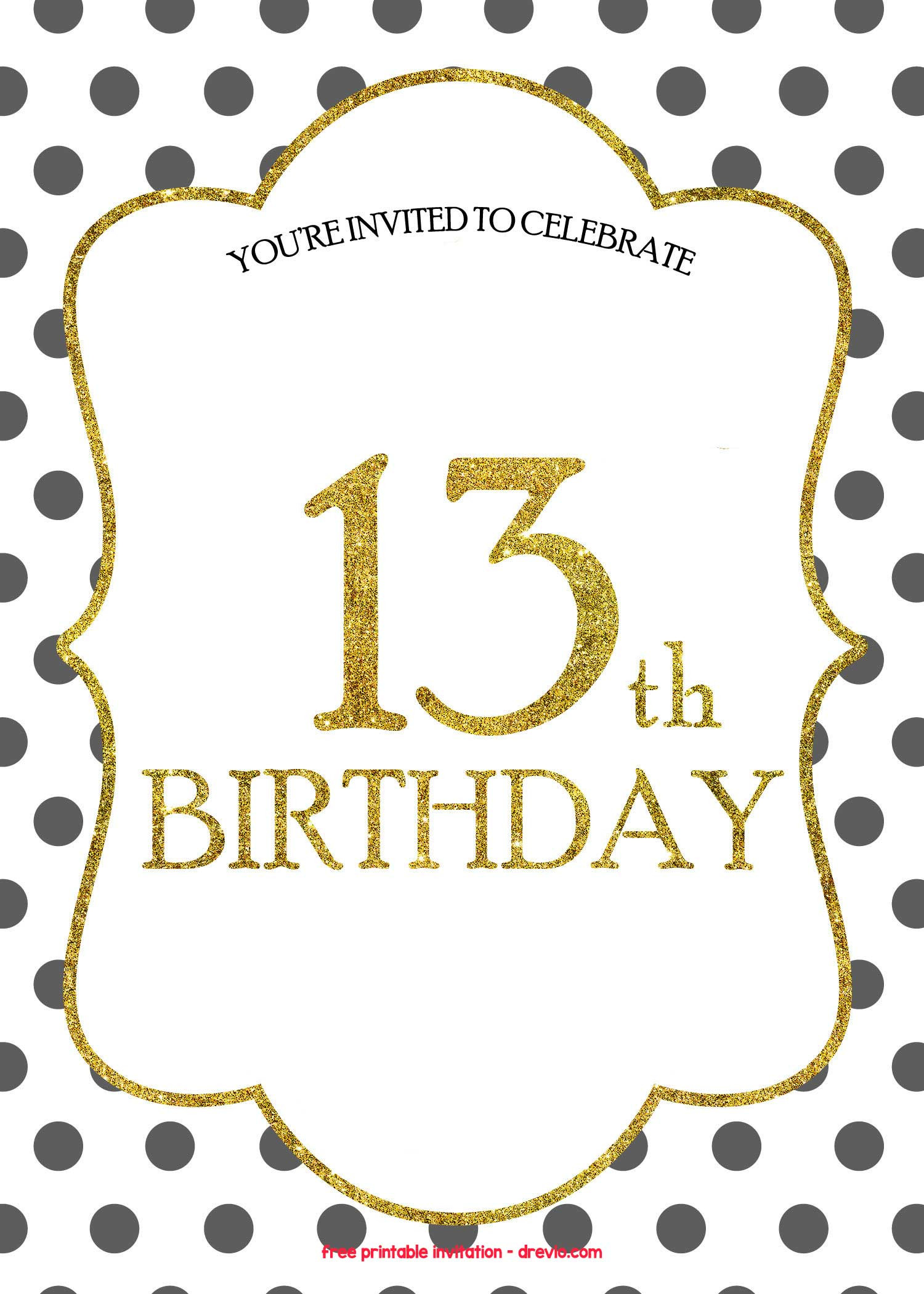 Birthday Invitations Templates
 FREE 13th Birthday Invitations Templates