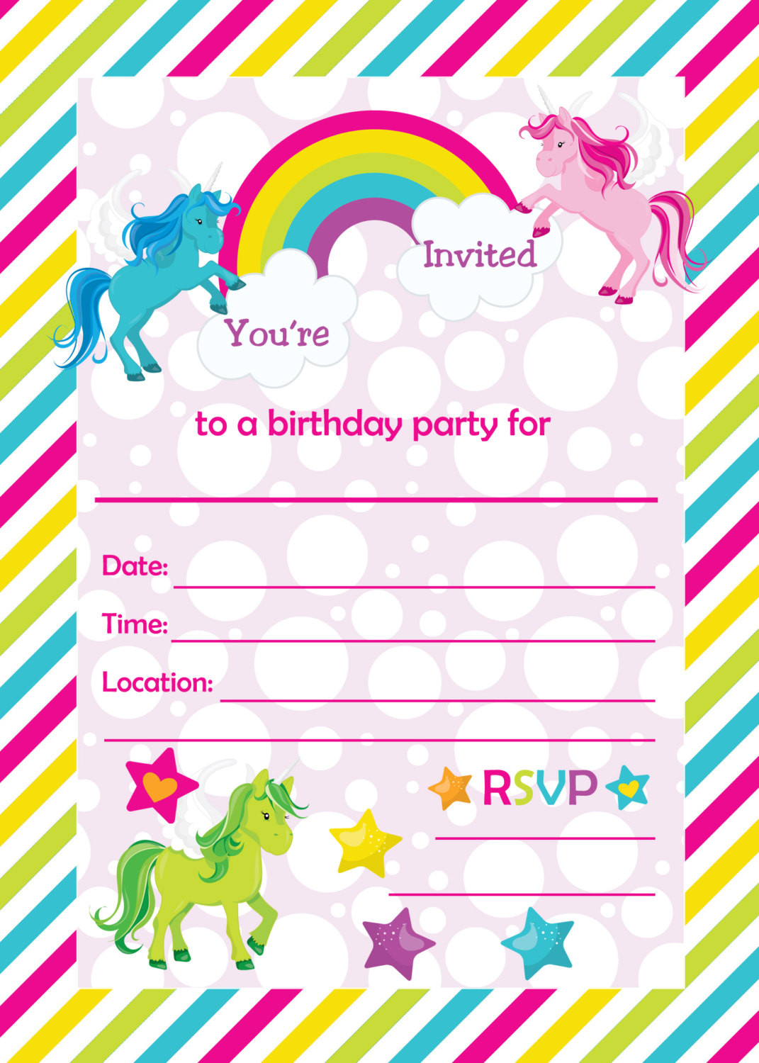 Birthday Invitations Templates
 FREE Rainbow Birthday Invitations – FREE Printable