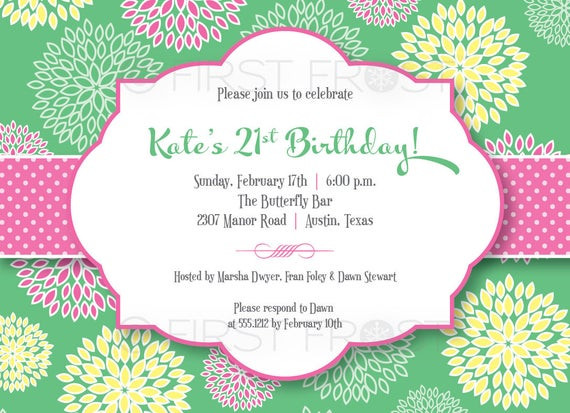 Birthday Lunch Invitation
 Floral Fun Printable Invitation Wedding Bridal Shower