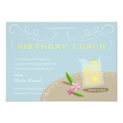 Birthday Lunch Invitation
 Birthday Luncheon Lemonade Pitcher Invitation