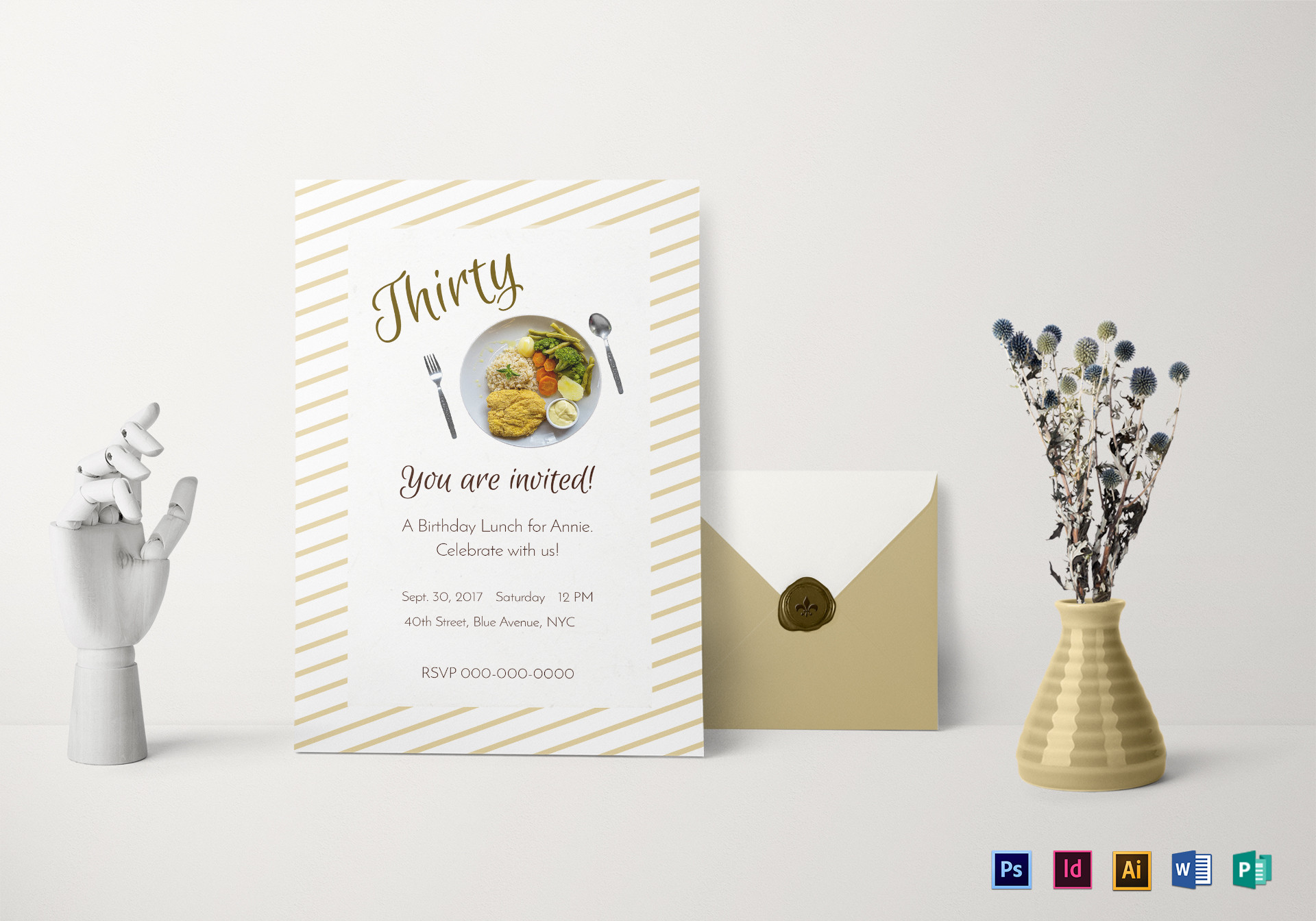 Birthday Lunch Invitation
 Birthday Lunch Invitation Design Template in PSD Word