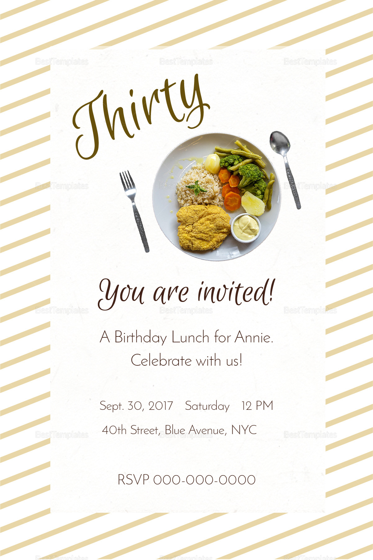 Birthday Lunch Invitation
 Birthday Lunch Invitation Design Template in PSD Word