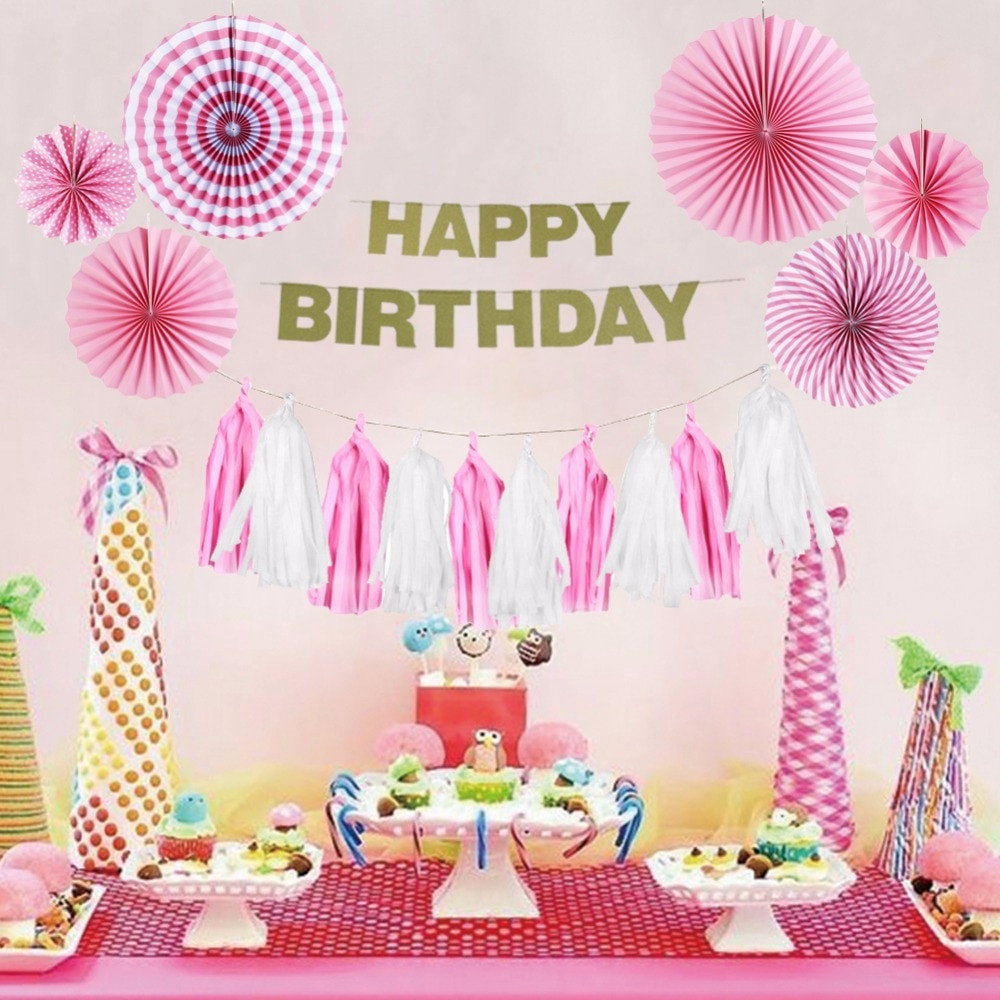 Birthday Party Decorations Diy
 Pink Theme Birthday Party Decoration Happy Birthday Girl