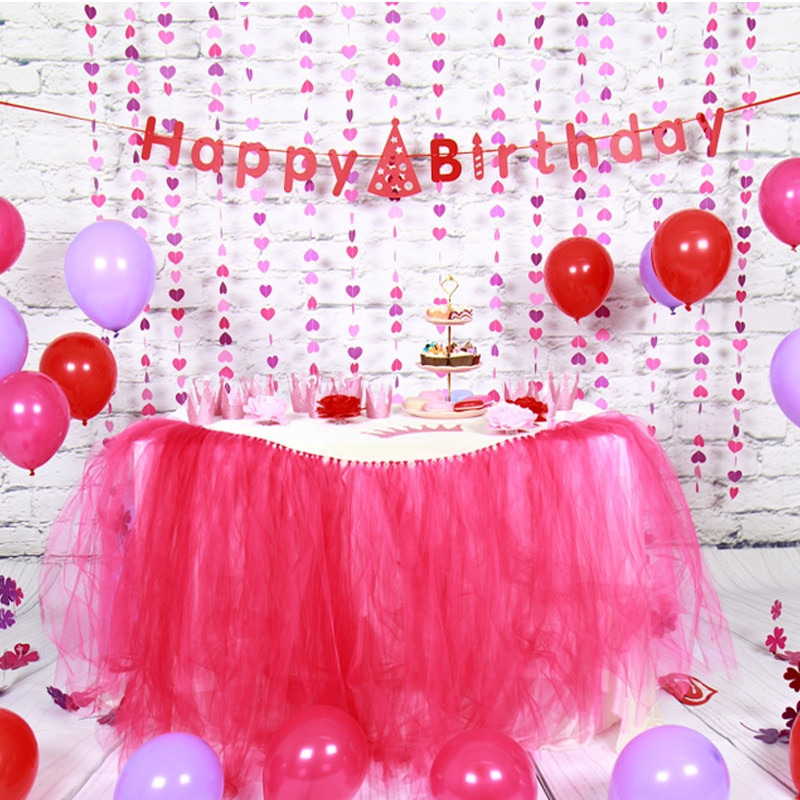 Birthday Party Decorations Diy
 Sunbeauty Set Pink Theme Happy Birthday Decoration DIY