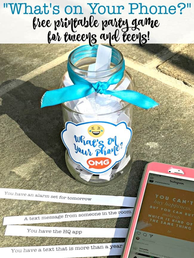 Birthday Party Games For Tweens
 What s Your Phone Free Printable Party Game for