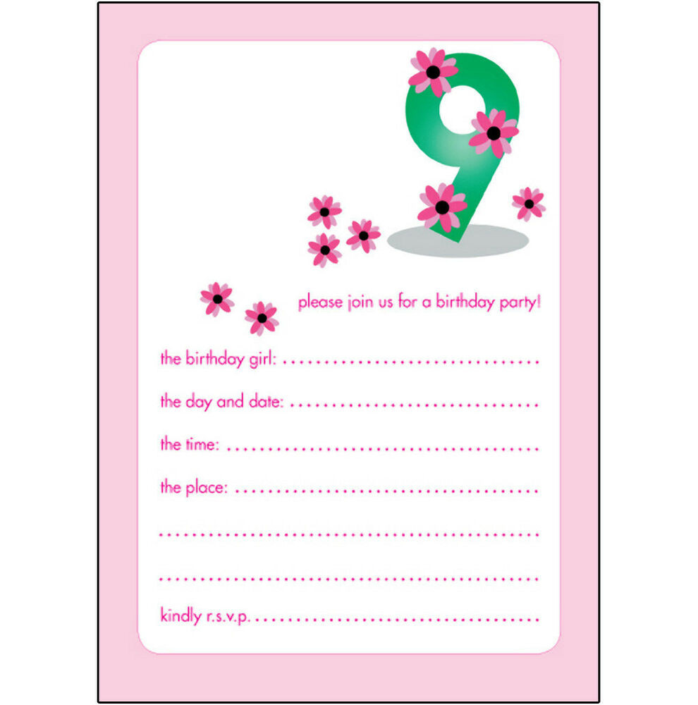 Birthday Party Ideas For 9 Yr Old Girl
 10 Childrens Birthday Party Invitations 9 Years Old Girl