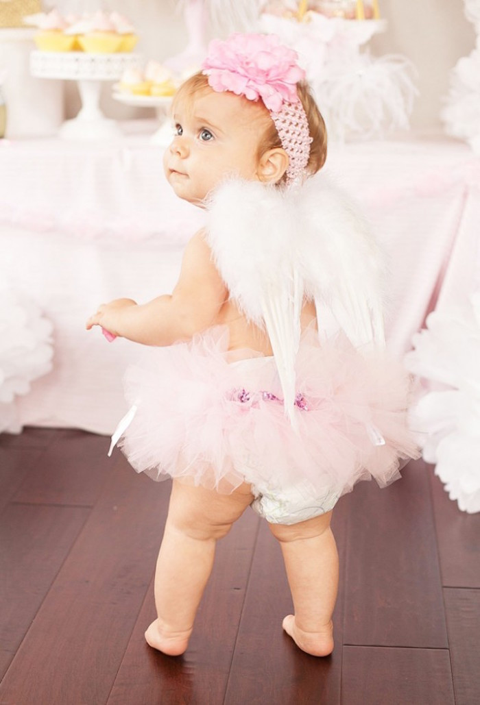 Birthday Party Themes For 1 Year Old Baby Girl
 Kara s Party Ideas Little Angel 1st Birthday Party