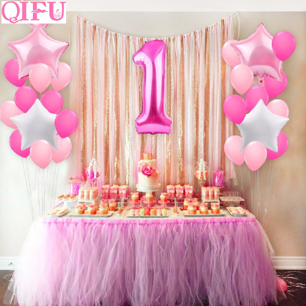 Birthday Party Themes For 1 Year Old Baby Girl
 QIFU 25pcs e Year Old 1st birthday Balloons Girl Baby