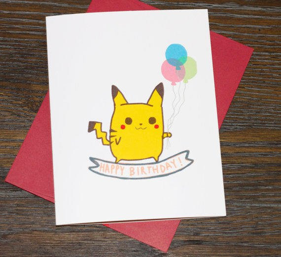 Birthday Pikachu Card
 Pokemon Pikachu Happy Birthday Card from Turtle s Soup