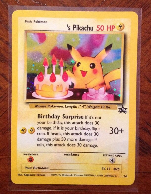 Birthday Pikachu Card
 =] Birthday Pikachu 24 Black Star Promo Set Holo Rare