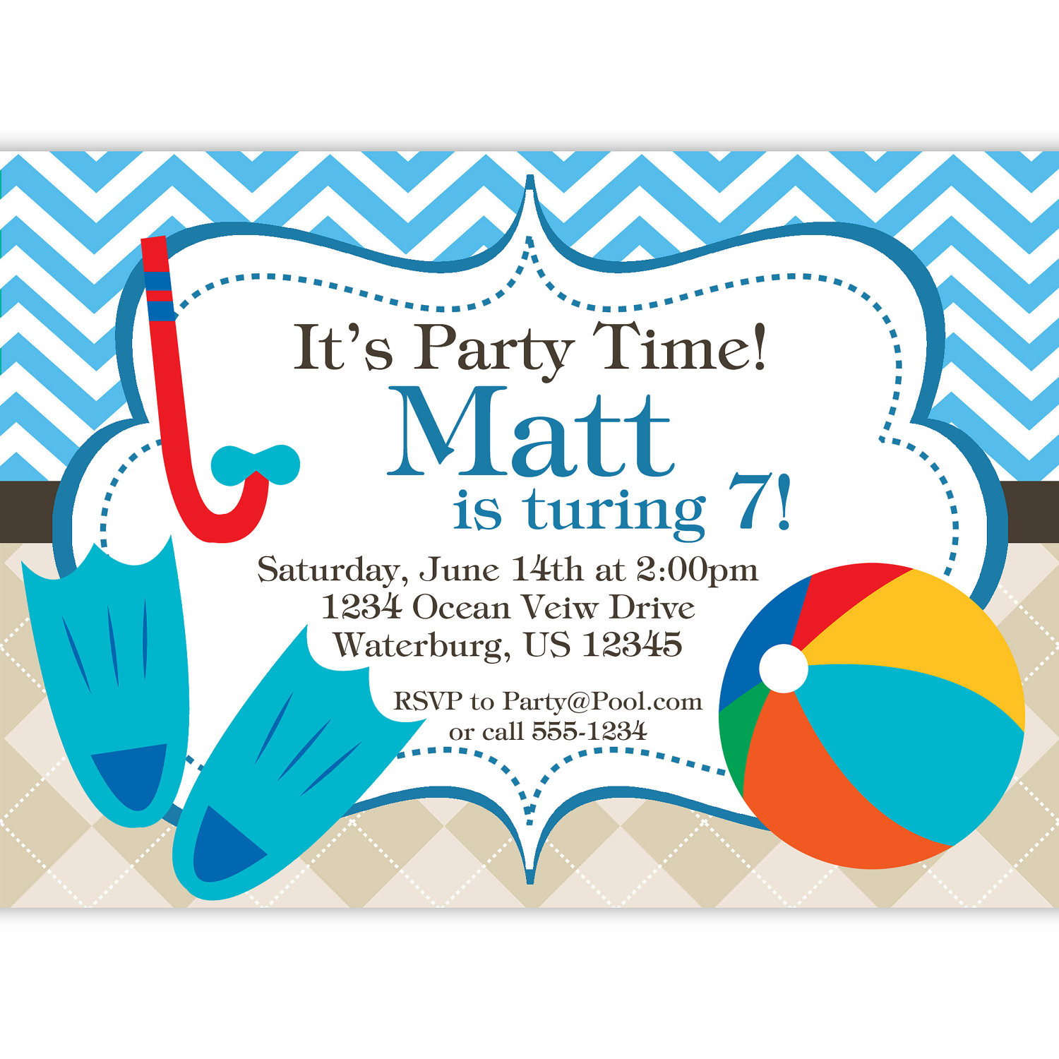 Birthday Pool Party Invitations
 Free Printable Birthday Pool Party Invitations