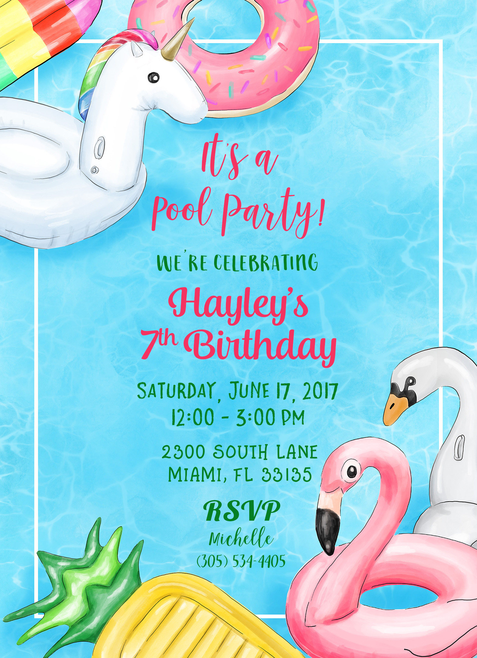 Birthday Pool Party Invitations
 Pool Party Invitation Pool Birthday Invitation Pool