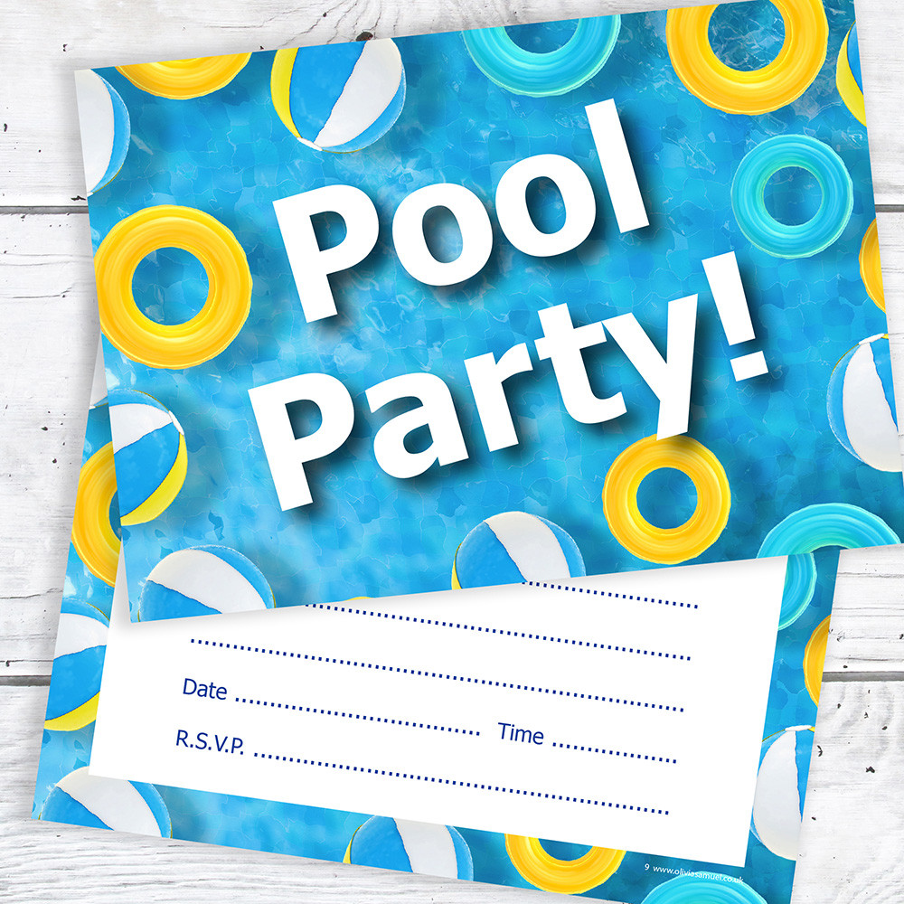 Birthday Pool Party Invitations
 Swimming Pool Birthday Party Invitations A6 Postcard