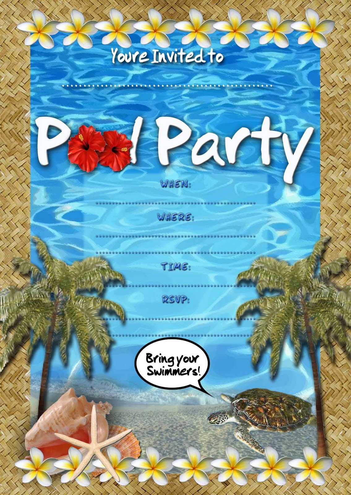 Birthday Pool Party Invitations
 FREE Kids Party Invitations Pool Party Invitation