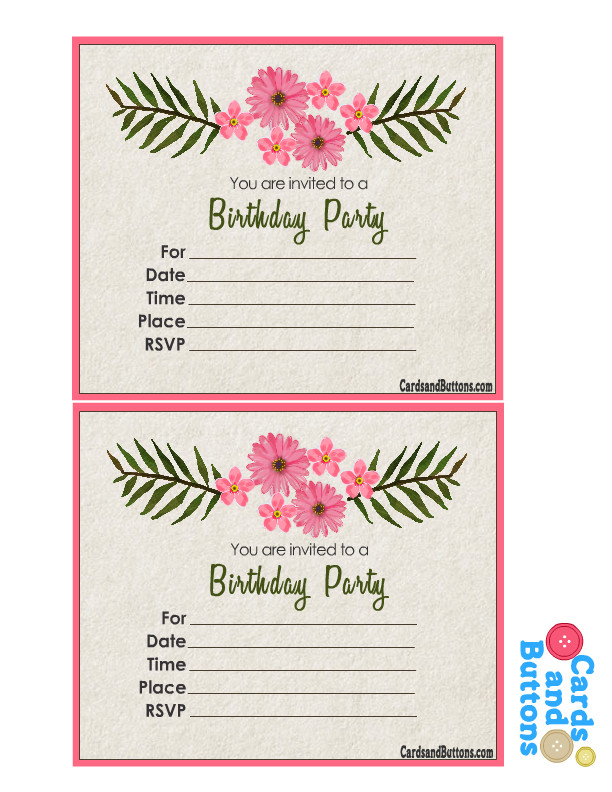 Birthday Printable Invitations
 Free Printable Floral Invitations for Birthday