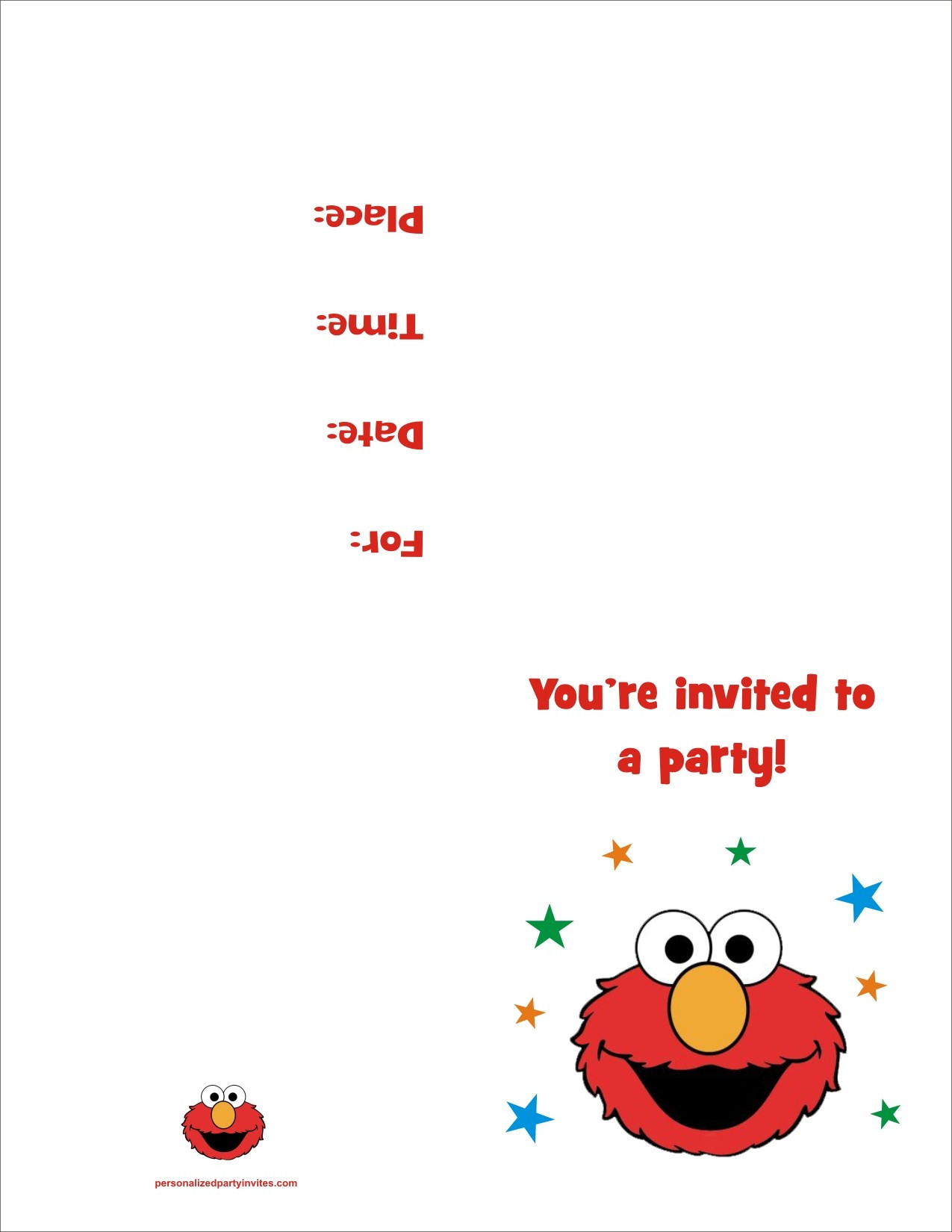 Birthday Printable Invitations
 Elmo FREE Printable Birthday Party Invitation Personalized