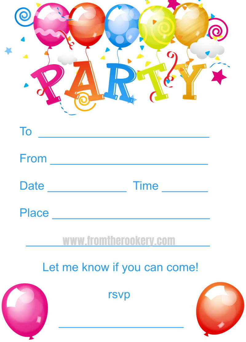 Birthday Printable Invitations
 Kids Birthday Party Invites