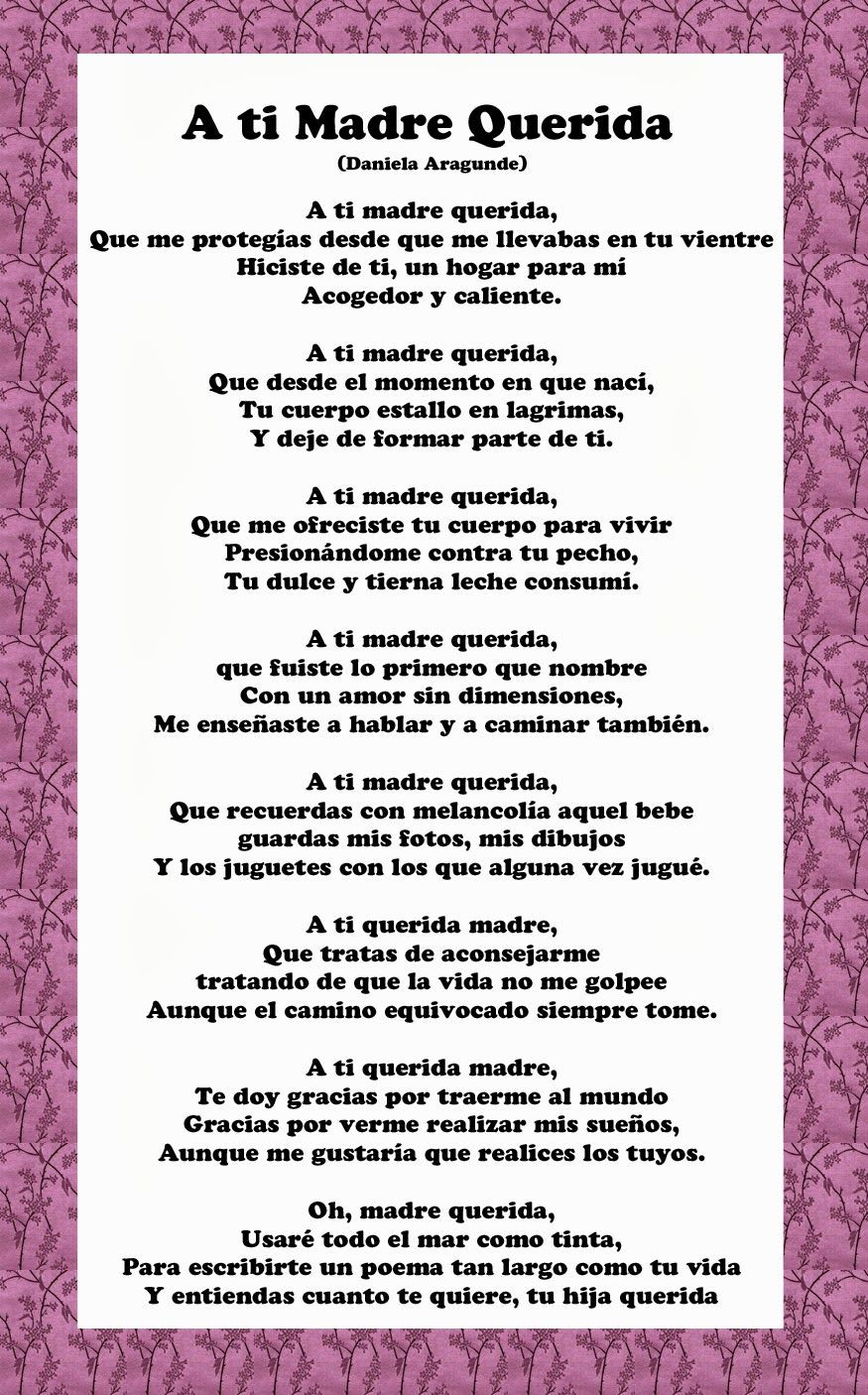 Birthday Quotes For Mom In Spanish
 Mothers day poems in spanish …