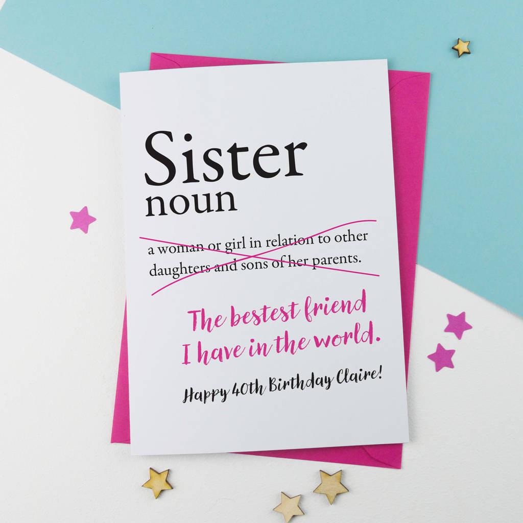 Birthday Quotes For Your Sister
 sister birthday card personalised by a is for alphabet