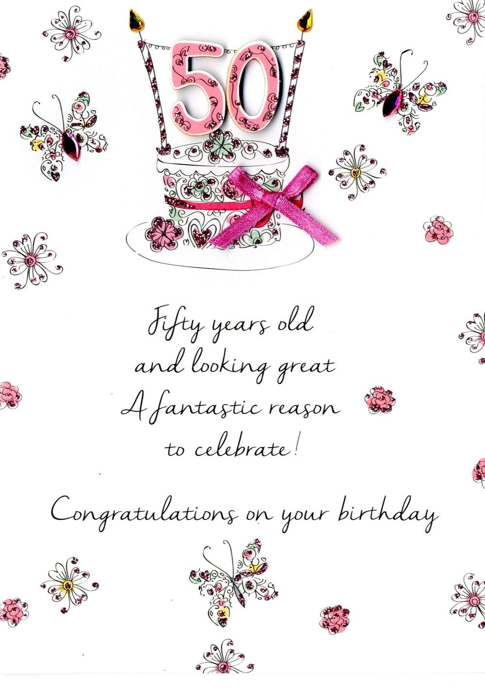 Birthday Wishes 50th
 Female 50th Birthday Greeting Card Cards