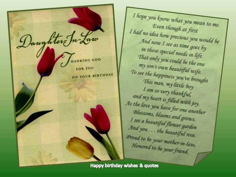 Birthday Wishes For Daughter In Law
 Happy Birthday Daughter In Law Quotes QuotesGram