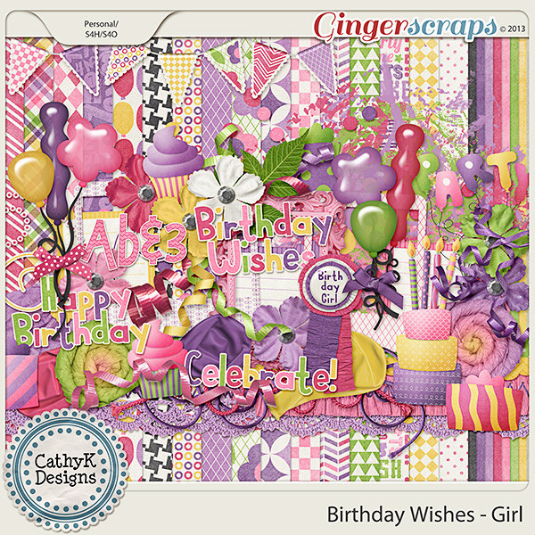 Birthday Wishes For Girls
 GingerScraps Kits Birthday Wishes Girl Kit
