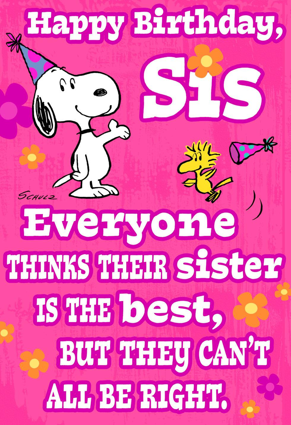 Birthday Wishes For Sister Funny
 Peanuts Snoopy and Woodstock Best Sister Funny Birthday