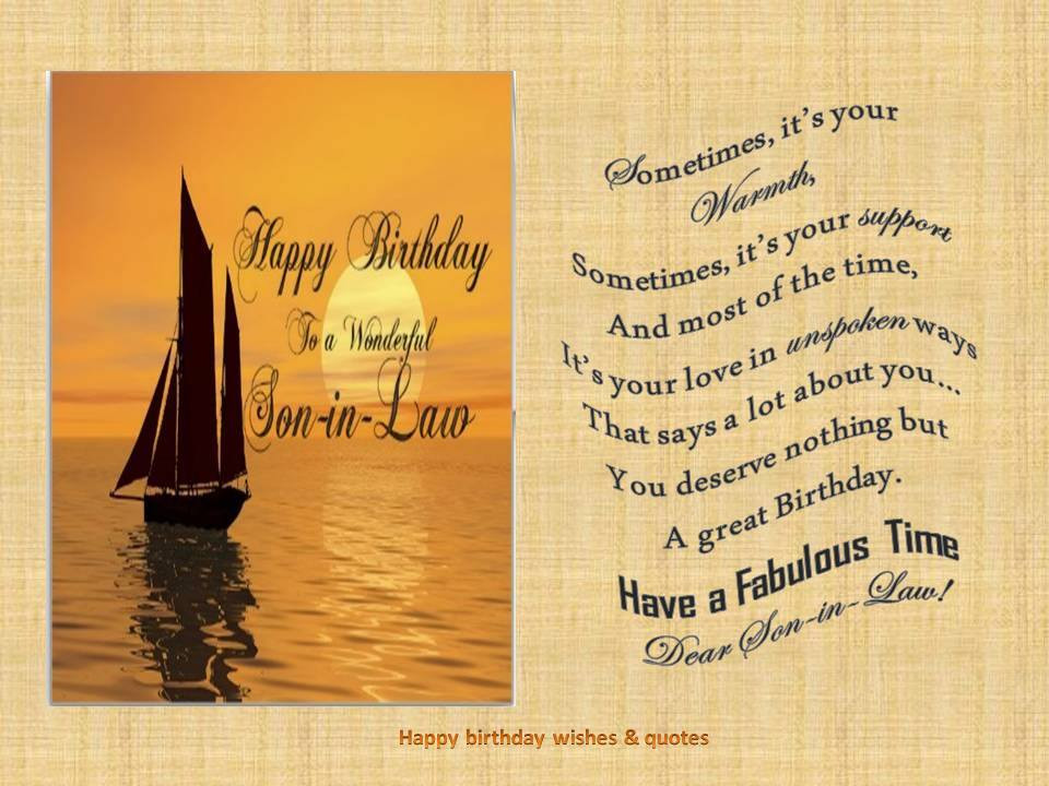 Birthday Wishes To Son In Law
 HAPPY BIRTHDAY QUOTES FOR SON IN LAW image quotes at