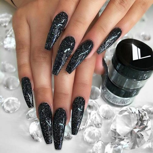 Black And Glitter Nail Designs
 33 Black Glitter Nails Designs That Are More Glam Than Goth