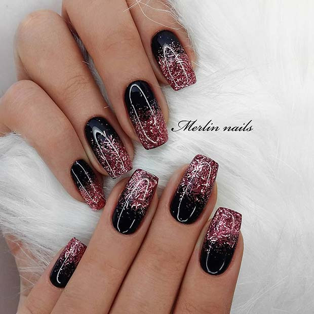 Black And Pink Glitter Nails
 23 Best Gel Nail Designs to Copy in 2019