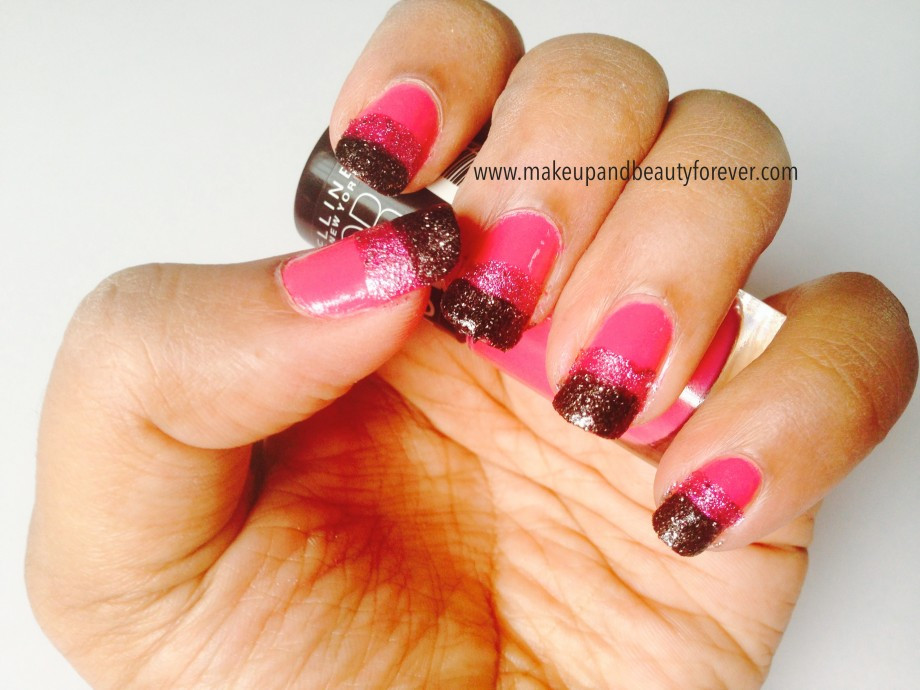 Black And Pink Glitter Nails
 Pink and Black Glitter Festive Nail Art Tutorial