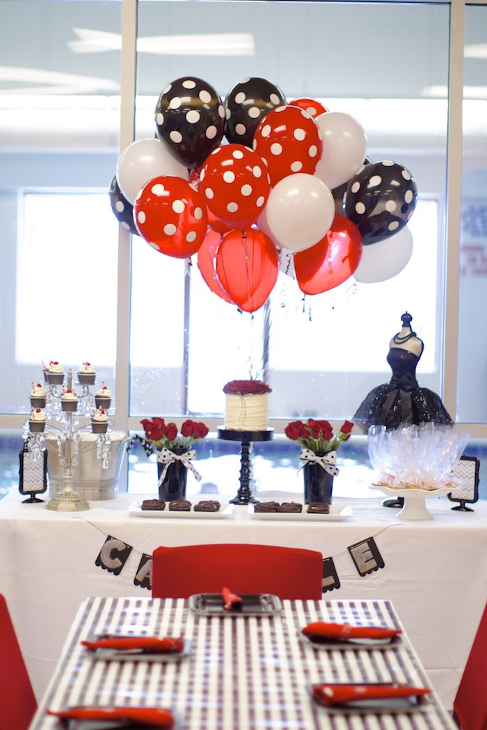 Black And White Birthday Party Ideas
 Kara s Party Ideas Black White Red Elegant Birthday Party