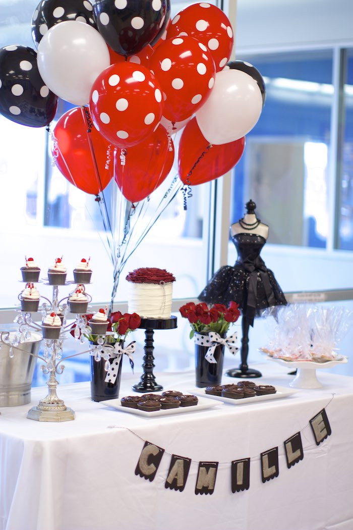 Black And White Birthday Party Ideas
 Kara s Party Ideas Black White Red Elegant Birthday Party