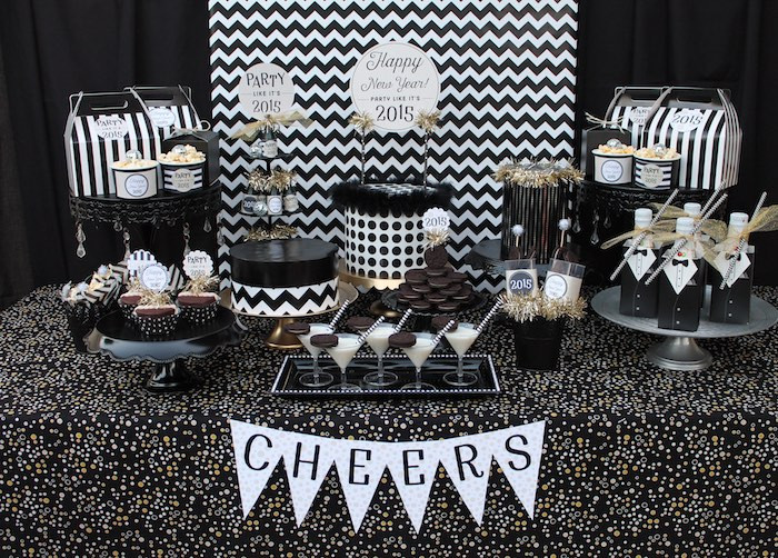 Black And White Birthday Party Ideas
 Kara s Party Ideas Black & White New Year s Eve Party