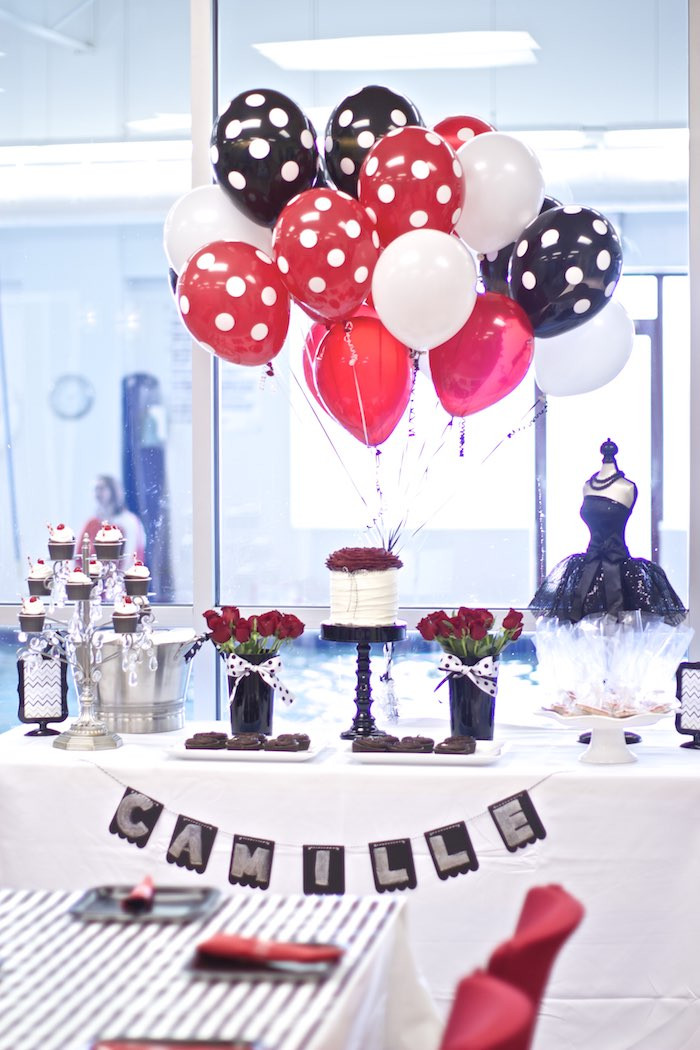 Black And White Birthday Party Ideas
 Kara s Party Ideas Black White Red Elegant Birthday Party