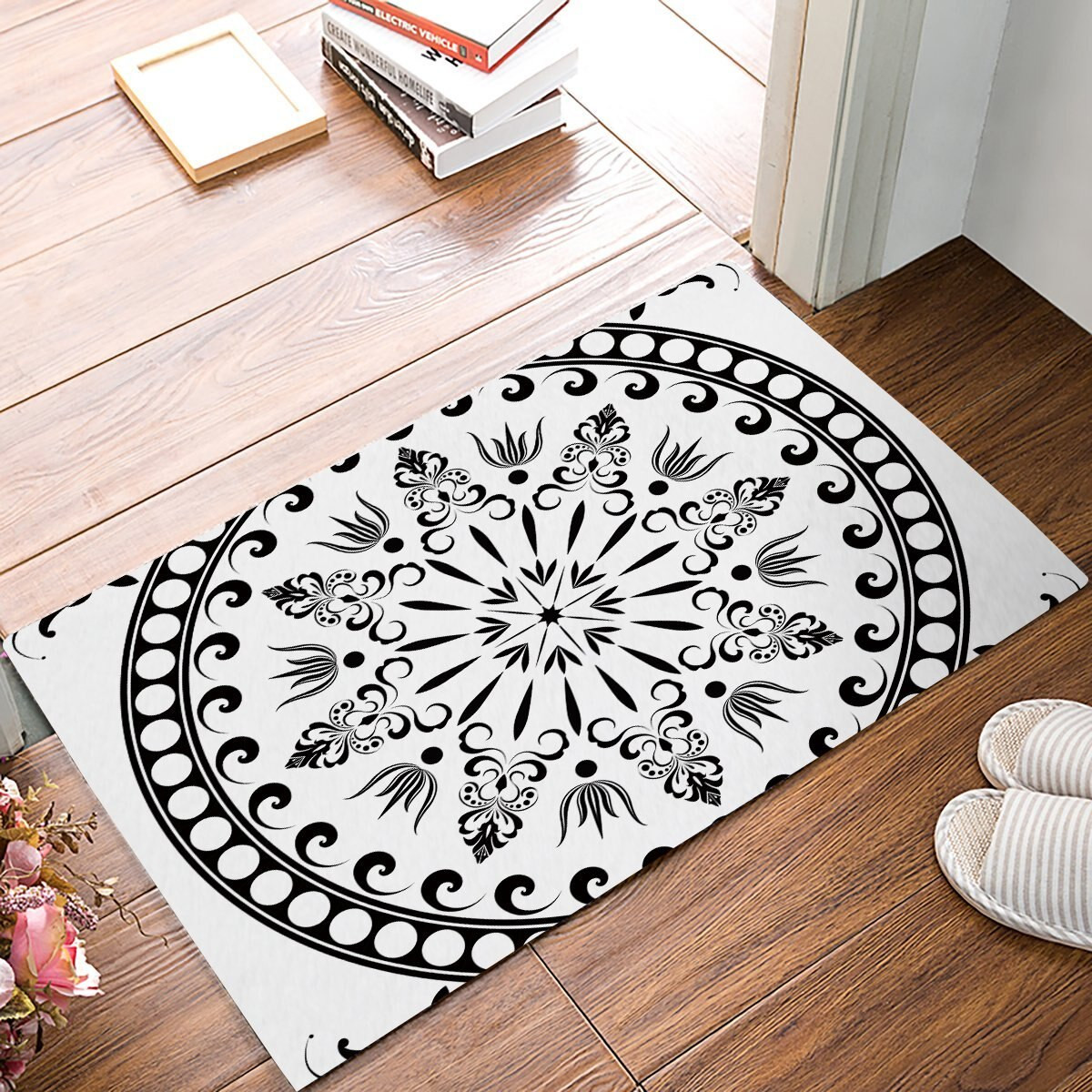 Black And White Kitchen Rugs
 Black And White Mandala Floral Door Mats Kitchen Floor