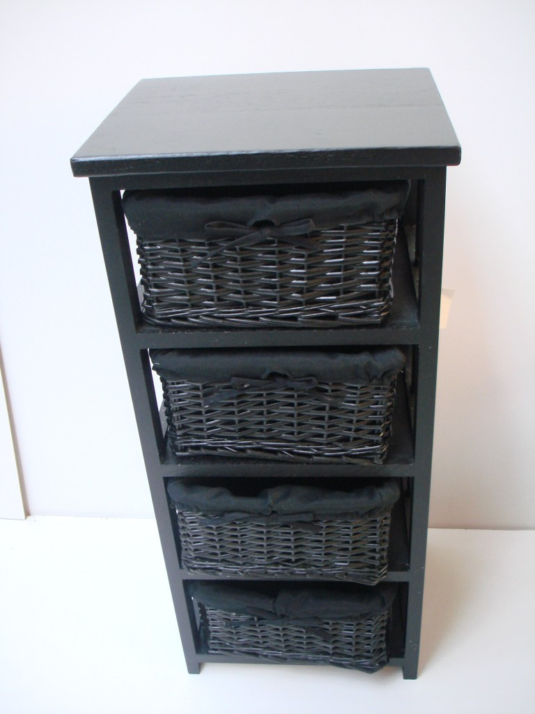 Black Bathroom Floor Cabinet
 4 BLACK BASKET DRAW BATHROOM STORAGE UNIT FLOOR CABINET