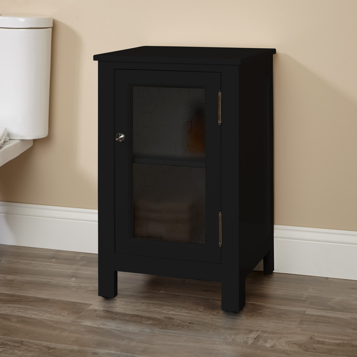 Black Bathroom Floor Cabinet
 Glass Storage Cabinet