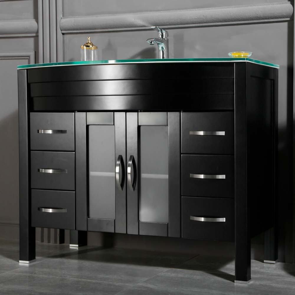 Black Bathroom Floor Cabinet
 Jersey City 42 inch Black Bathroom Cabinet