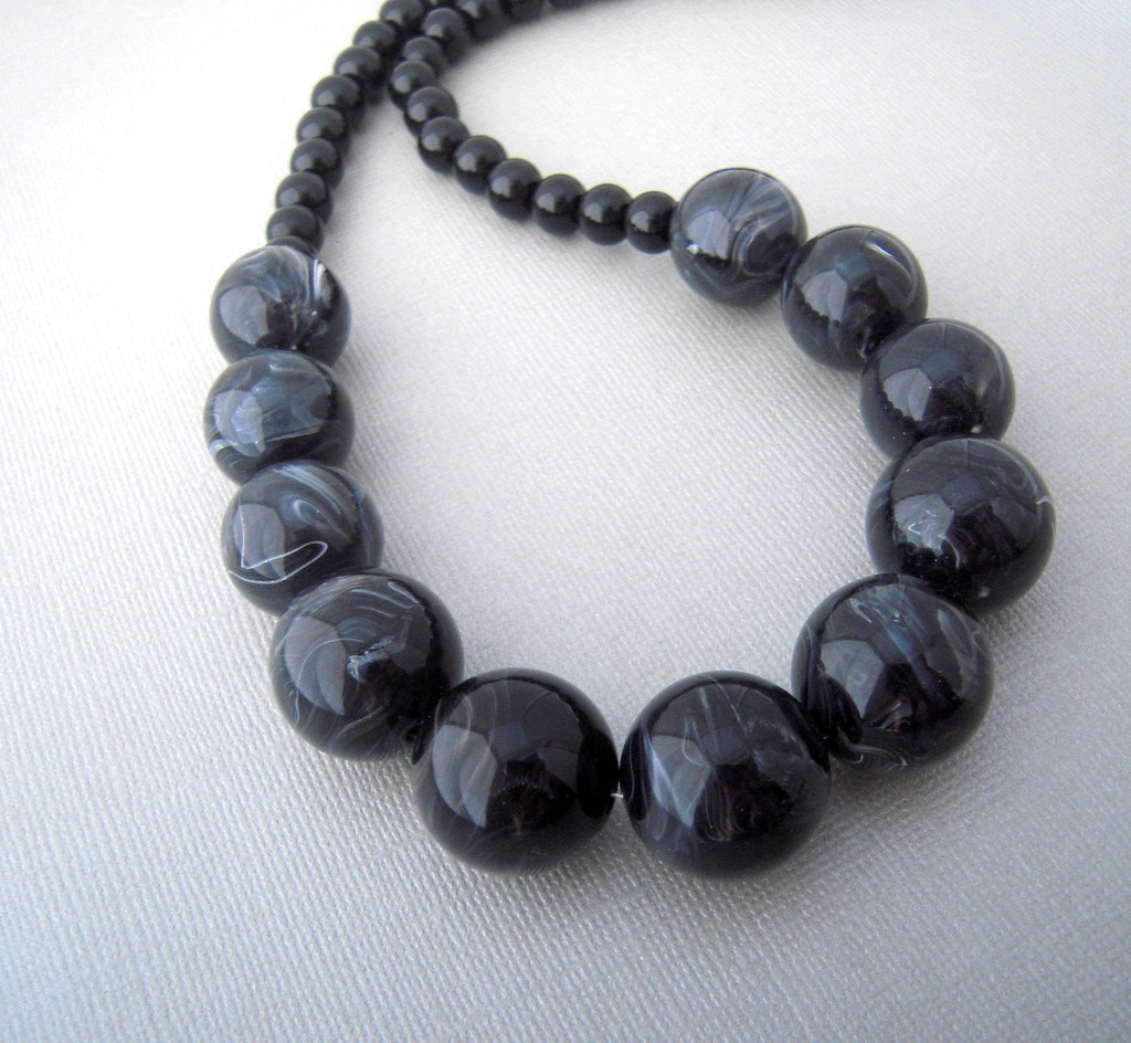 Black Bead Necklace
 Big bead necklace black chunky necklace bold by urbandwellers