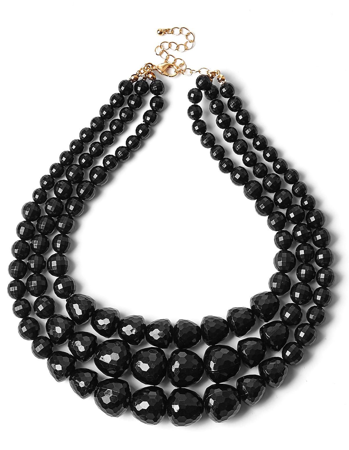 Black Bead Necklace
 Black Short Faceted Bead Necklace